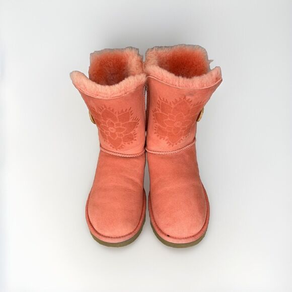 Womens UGG Boots Pink Coral Kimono Bailey Button Flower Rare Limited-Edition Sz6 - Picture 10 of 16